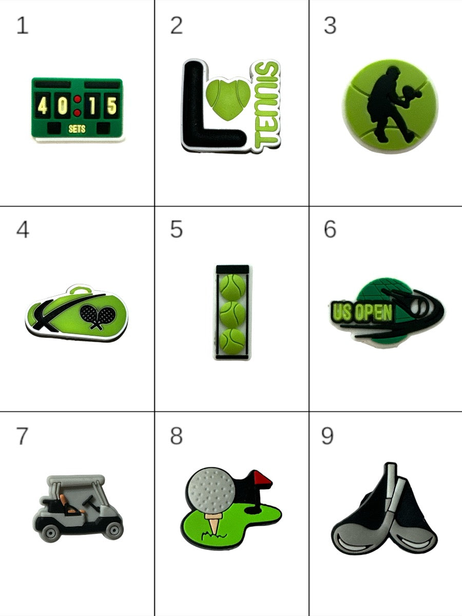 Golf & Tennis Croc Charms | Sports-Themed Shoe Accessories